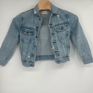 Reformation Womens Button Up Medium Wash Distressed Denim Jean Jacket Blue‎ XS
